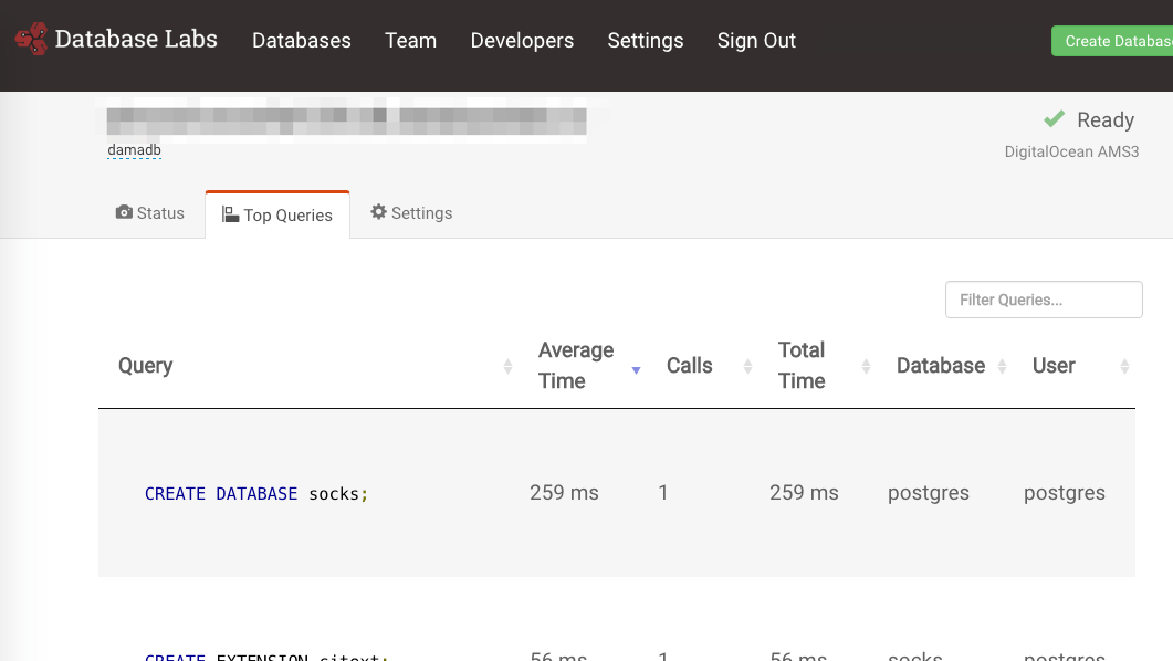 databaselabs dashboard